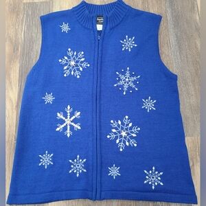 Southern Lady Snowflake Embroidered Sweater Vest Women's Size Medium